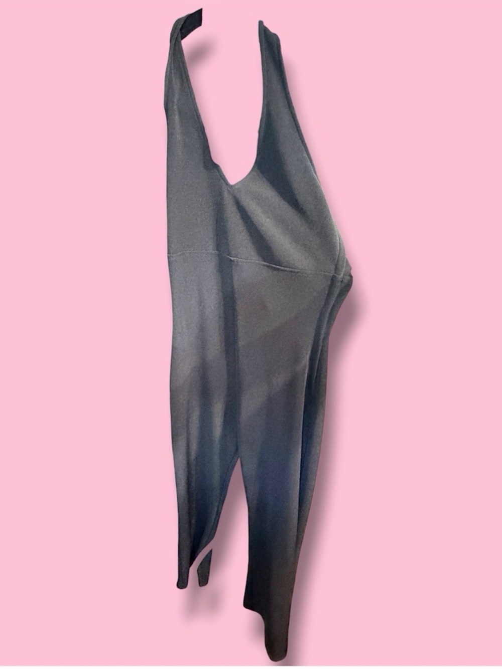 Man-o-Toe 90’s Black Sleeveless V-Neck Jumpsuit #36 - Picture 2 of 4